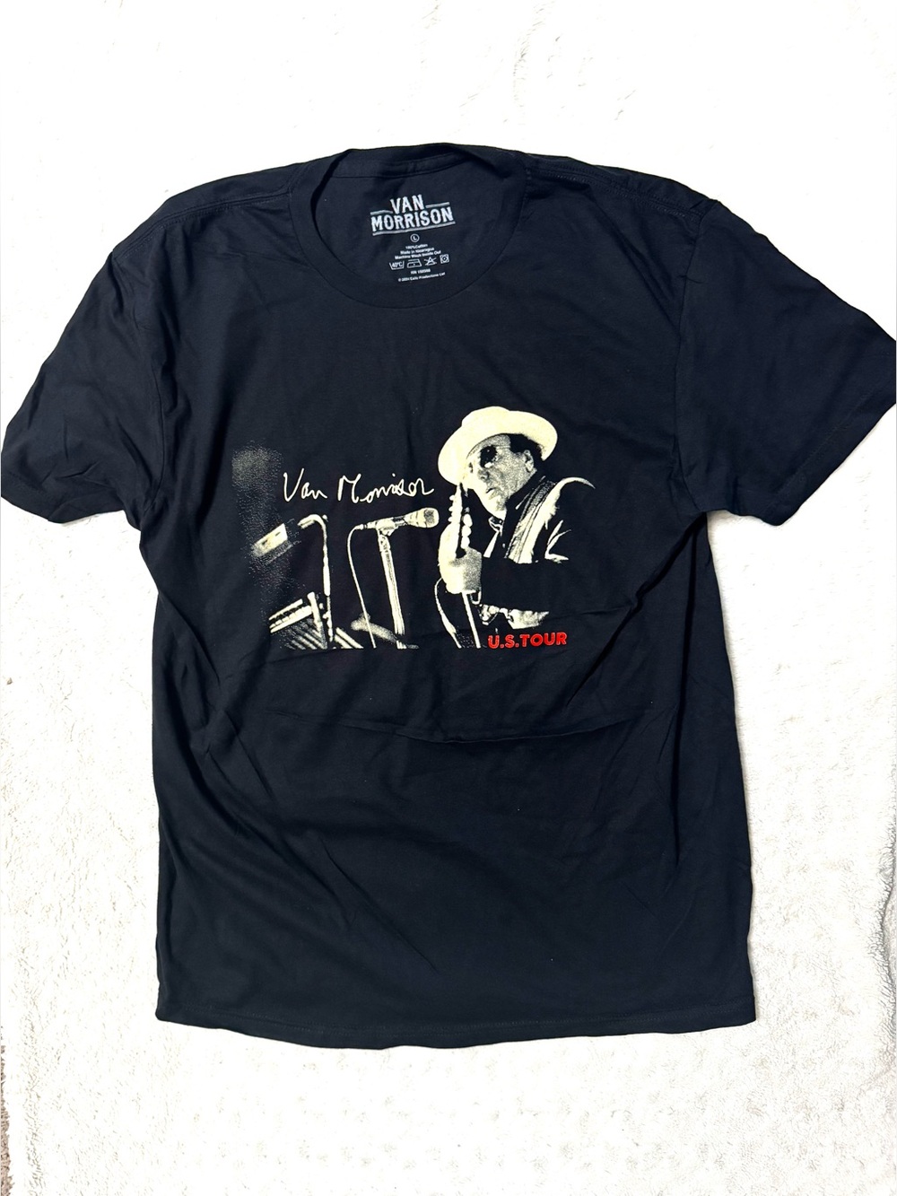 NWOT- VAN MORRISON Unisex Black Graphic Tour Cotton Band T-Shirt